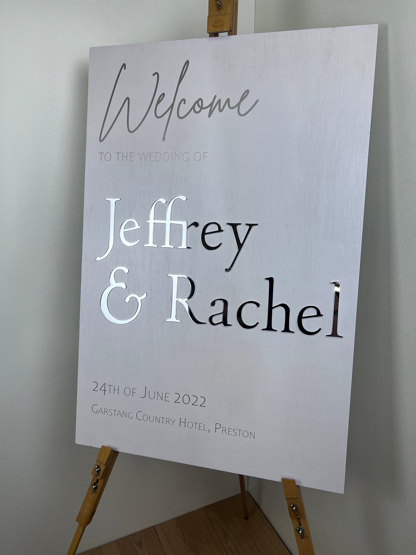 Wedding Welcome Sign Acrylic, Welcome To Our Wedding Sign, Modern Gold Acrylic, Personalised Wedding Decoration, Entrance Sign, A1 A2 XL