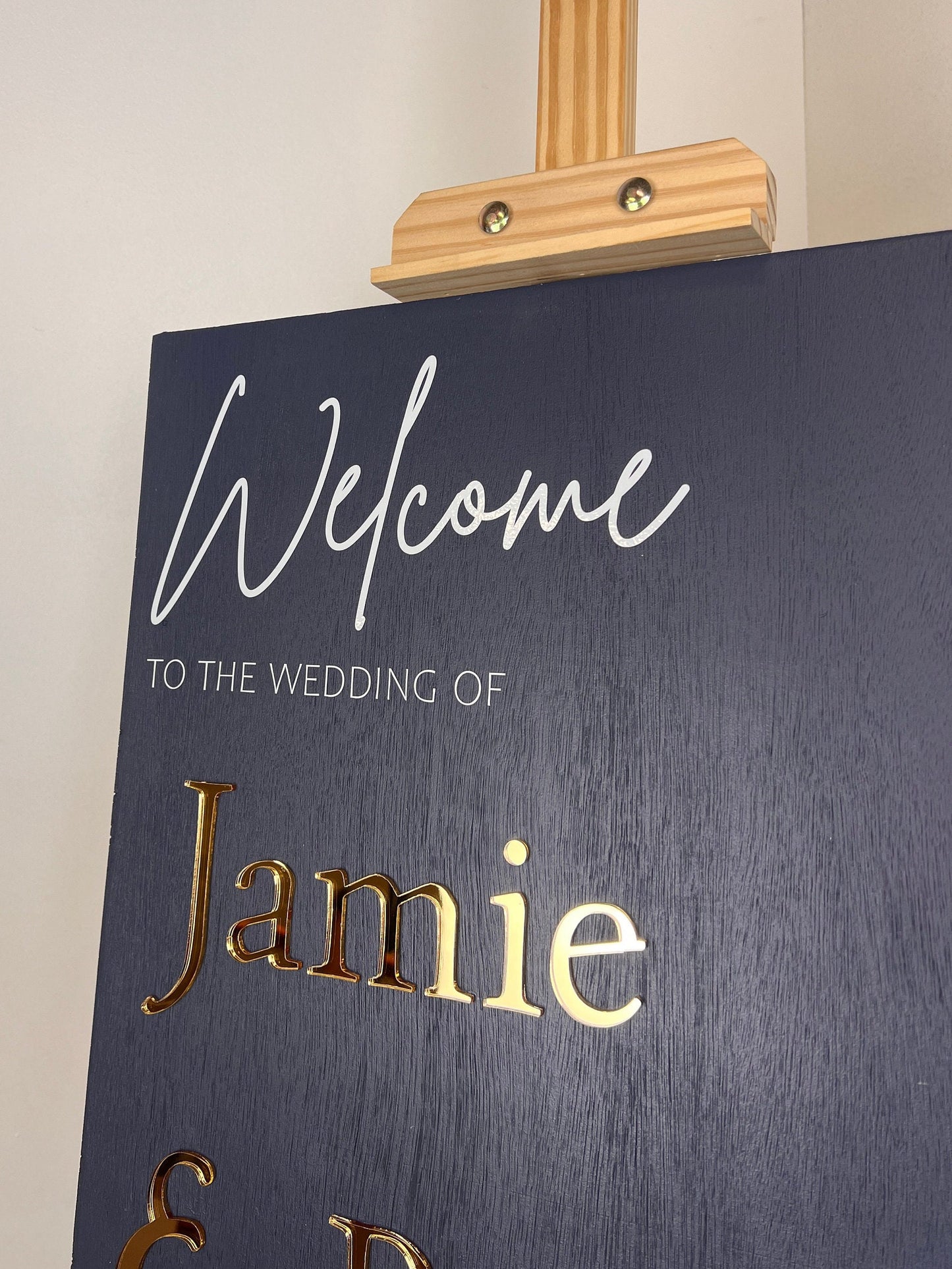 Wedding Welcome Sign Acrylic, Welcome To Our Wedding Sign, Modern Gold Acrylic, Personalised Wedding Decoration, Entrance Sign, A1 A2 XL