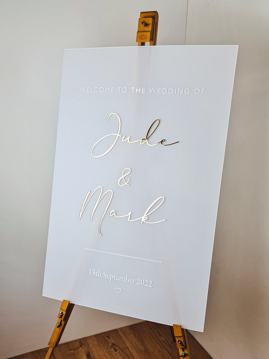 Wedding Welcome Sign Acrylic, Welcome To Our Wedding Sign, Modern Gold Acrylic, Personalised Wedding Decoration, Entrance Sign, A1 A2 XL