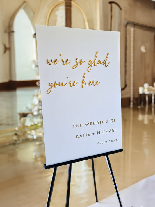 Wedding Welcome Sign Acrylic, Welcome To Our Wedding Sign, Modern Gold Acrylic, Personalised Wedding Decoration, Entrance Sign, A1 A2 XL