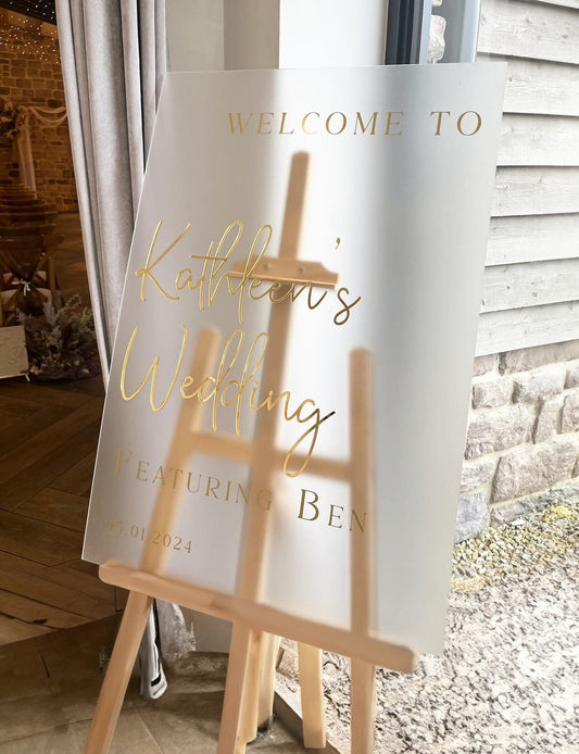 Wedding Welcome Sign Acrylic, Welcome To Our Wedding Sign, Modern Gold Acrylic, Personalised Wedding Decoration, Entrance Sign, A1 A2 XL