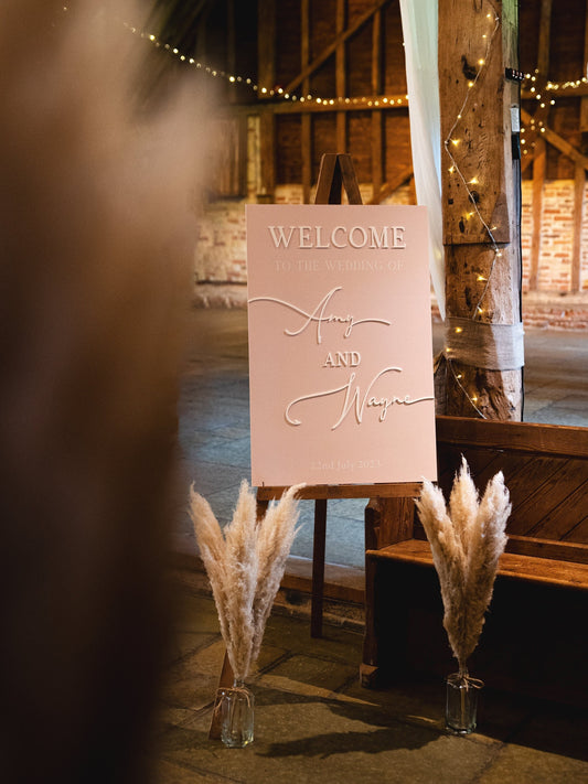 Wedding Welcome Sign Acrylic, Welcome To Our Wedding Sign, Modern Gold Acrylic, Personalised Wedding Decoration, Entrance Sign, A1 A2 XL
