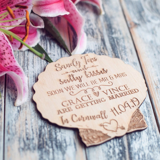 Personalised Save The Date Destination Wedding (Beach, Sea Side, Abroad, Destination Wedding Invitation) Fridge Magnet Save The Date