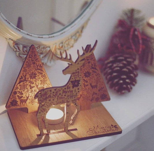 Reindeer & Christmas Tree Candle Holder