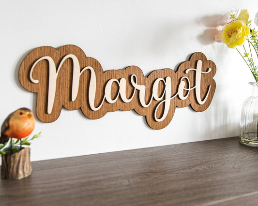 Nursery Name Sign | Personalised Wooden Name Sign | Children’s Door Sign | Playroom Decor | Name Cloud | Newborn Baby Gift | Birthday