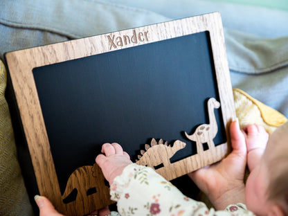 Children&#39;s Personalised Chalkboard | Dinosaur Themed Gift | Learn To Write | Learn To Draw | Gift For | Chalkboard | Gift For Boy Or Girl