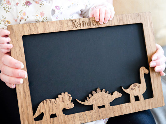 Children&#39;s Personalised Chalkboard | Dinosaur Themed Gift | Learn To Write | Learn To Draw | Gift For | Chalkboard | Gift For Boy Or Girl