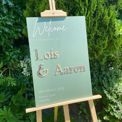 Wedding Welcome Sign Acrylic, Welcome To Our Wedding Sign, Modern Gold Acrylic, Personalised Wedding Decoration, Entrance Sign, A1 A2 XL