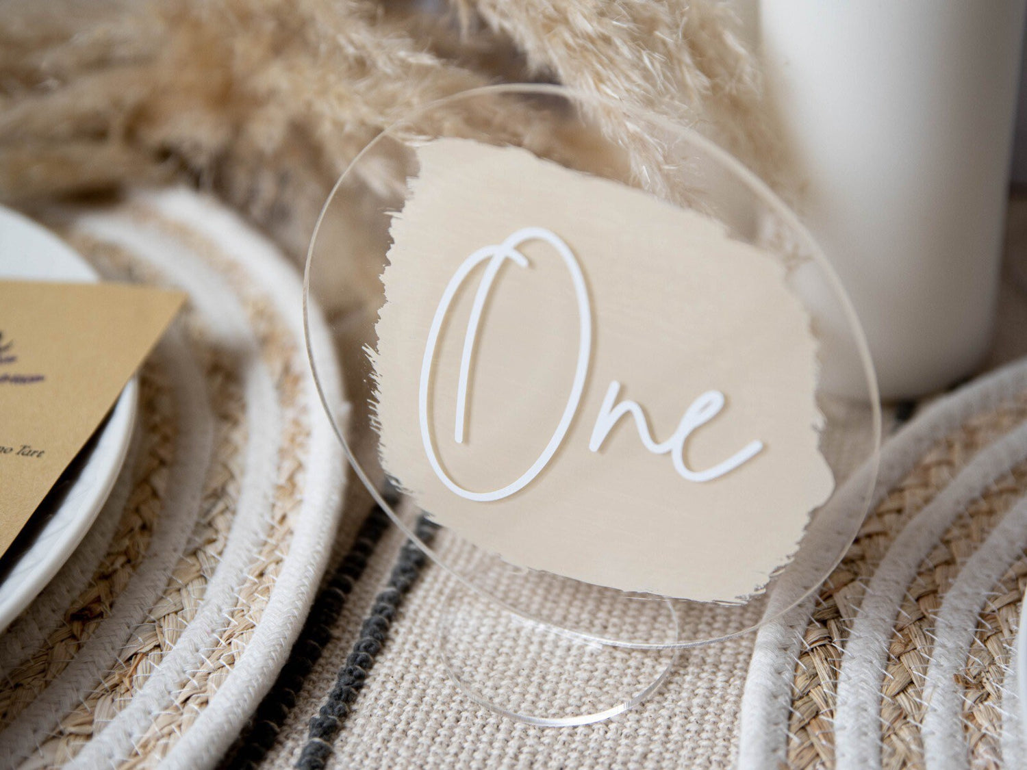Circular Acrylic Table Number Signs | Wedding Decor | Table Centre Piece | Circle Shape | Modern Wedding | Table Number With Stand | Painted