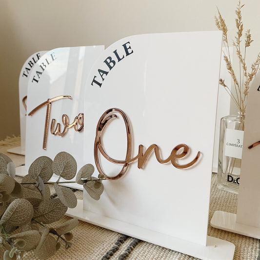Acrylic Table Numbers | Centrepiece | Modern Wedding Decor | Event Styling | White and Gold | Baby Shower | Engagement Party | Birthday |