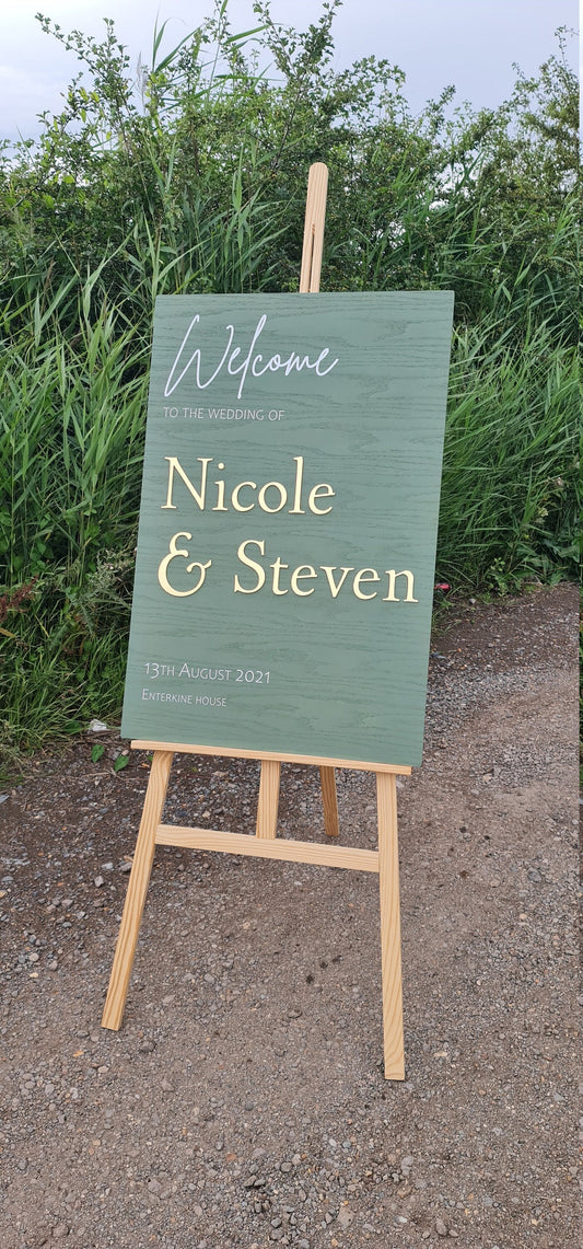 Wedding Welcome Sign Acrylic, Welcome To Our Wedding Sign, Modern Gold Acrylic, Personalised Wedding Decoration, Entrance Sign, A1 A2 XL