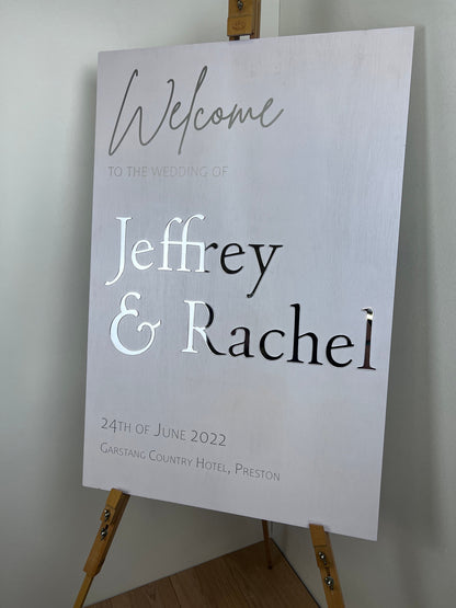 Wedding Welcome Sign Acrylic, Welcome To Our Wedding Sign, Modern Gold Acrylic, Personalised Wedding Decoration, Entrance Sign, A1 A2 XL