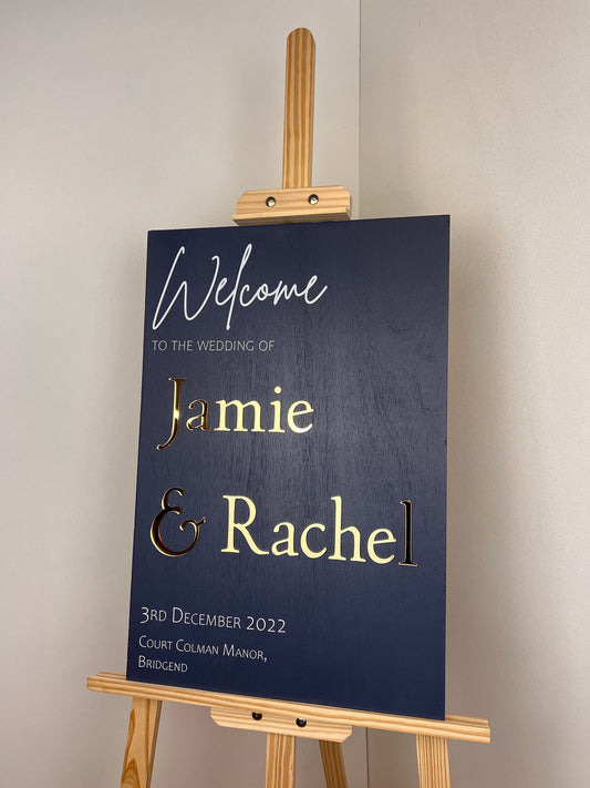 Wedding Welcome Sign Acrylic, Welcome To Our Wedding Sign, Modern Gold Acrylic, Personalised Wedding Decoration, Entrance Sign, A1 A2 XL